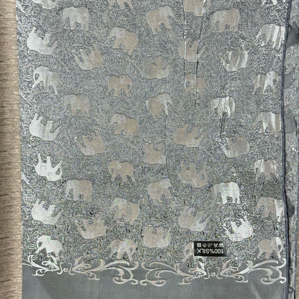 Elegant Elephant Patterned Silk Scarf